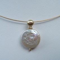 Hanger muntparel geelgouden knopje